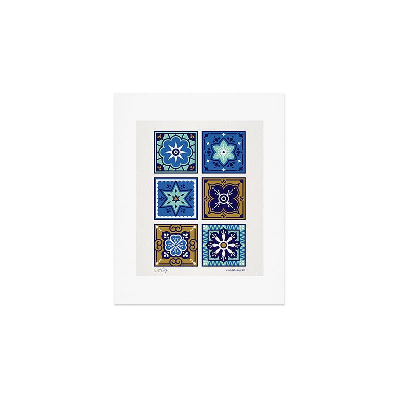 Talavera Mexican Tile - Navy & Bronze Palette Art Print Gallery Image 1