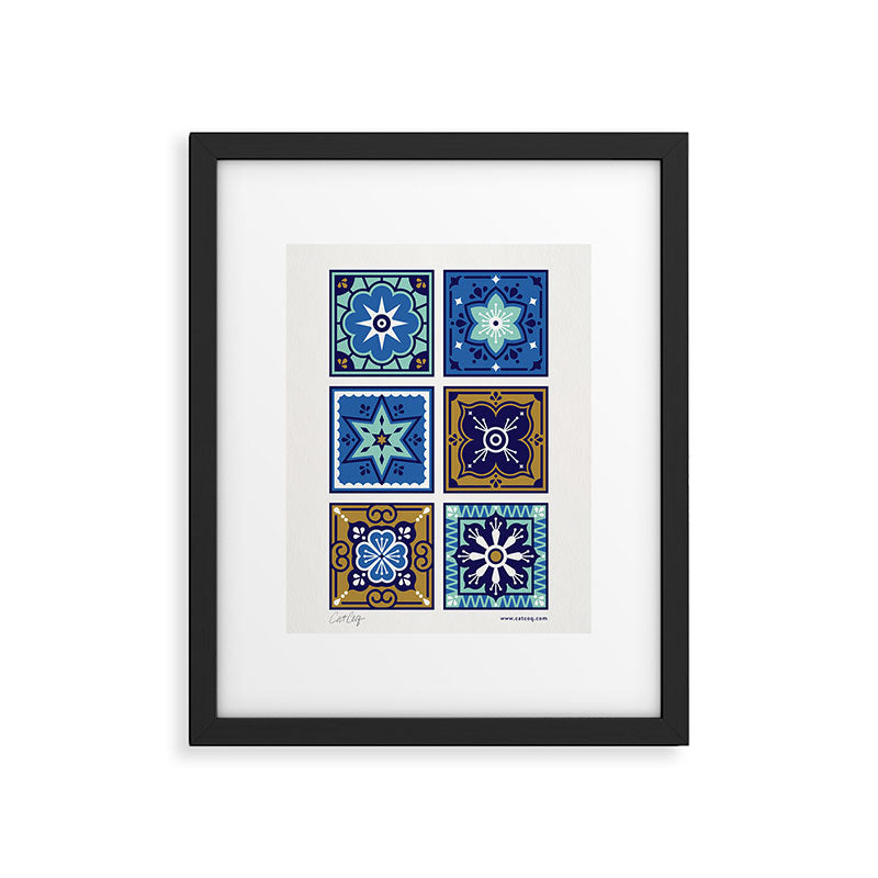 Talavera Mexican Tile - Navy & Bronze Palette Framed Art Print Gallery Image 5