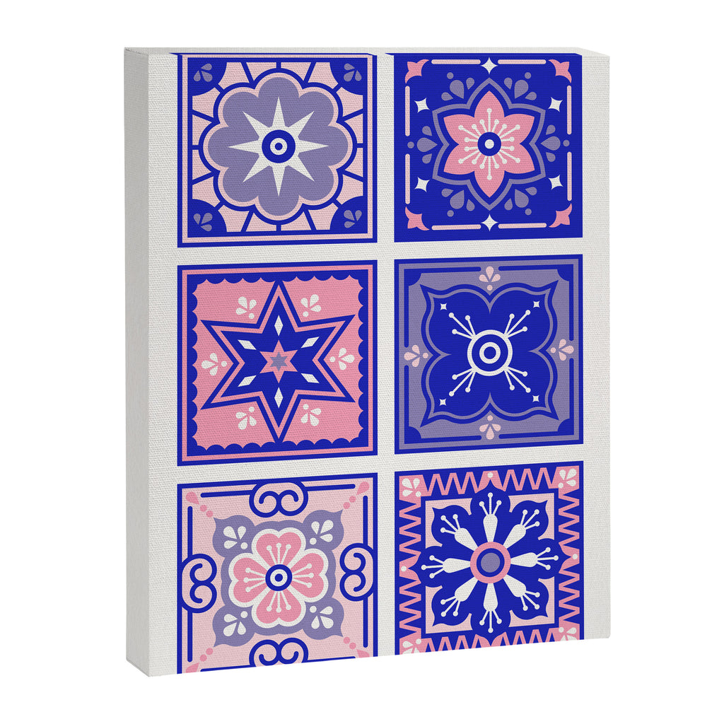 Talavera Mexican Tile - Pink & Periwinkle Palette Canvas Print Gallery Image 6
