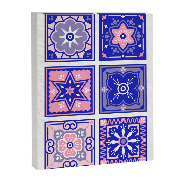 Talavera Mexican Tile - Pink & Periwinkle Palette Canvas Print Gallery Image 1