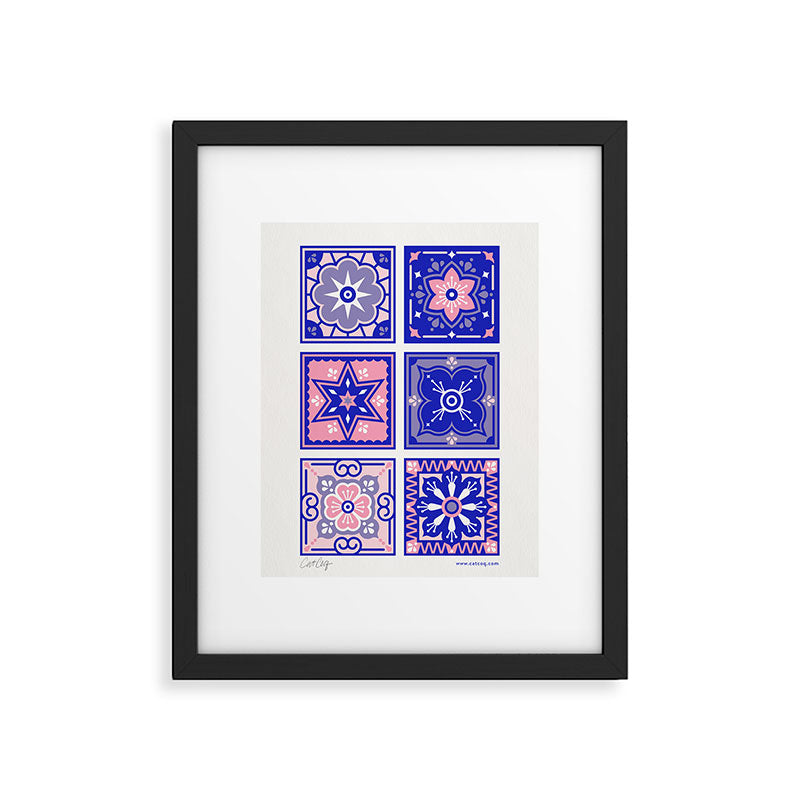 Talavera Mexican Tile - Pink & Periwinkle Palette Framed Art Print Gallery Image 4