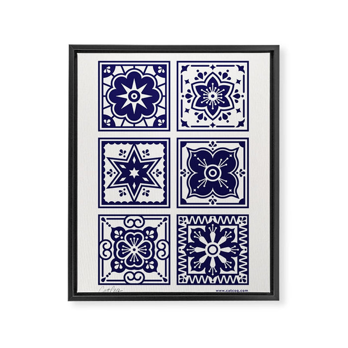 Talavera Mexican Tile - Porcelain Palette Framed Canvas Print Gallery Image 1