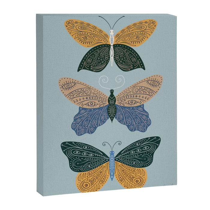 Tattooed Butterflies - Blue & Yellow Canvas Print Gallery Image 1