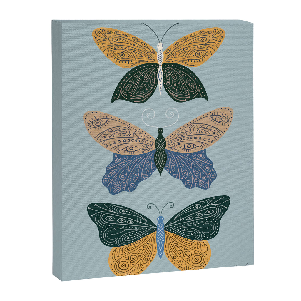 Tattooed Butterflies - Blue & Yellow Canvas Print Gallery Image 8