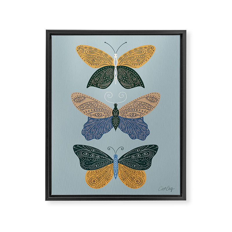 Tattooed Butterflies - Blue & Yellow Framed Canvas Print Gallery Image 8