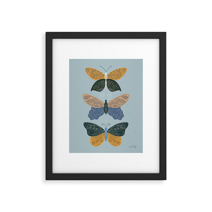 Tattooed Butterflies - Blue & Yellow Framed Art Print Gallery Image 1