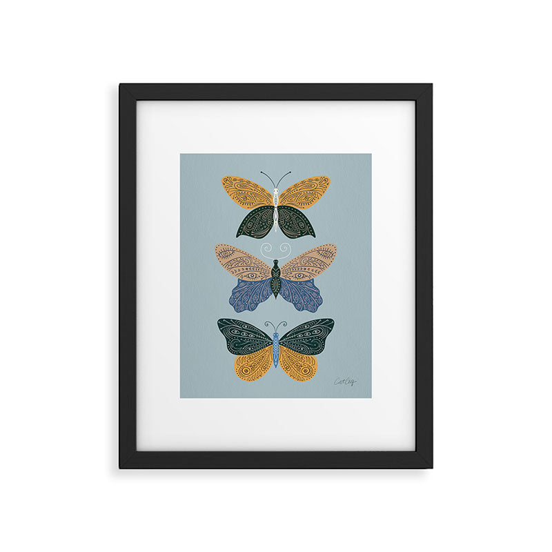 Tattooed Butterflies - Blue & Yellow Framed Art Print Gallery Image 6