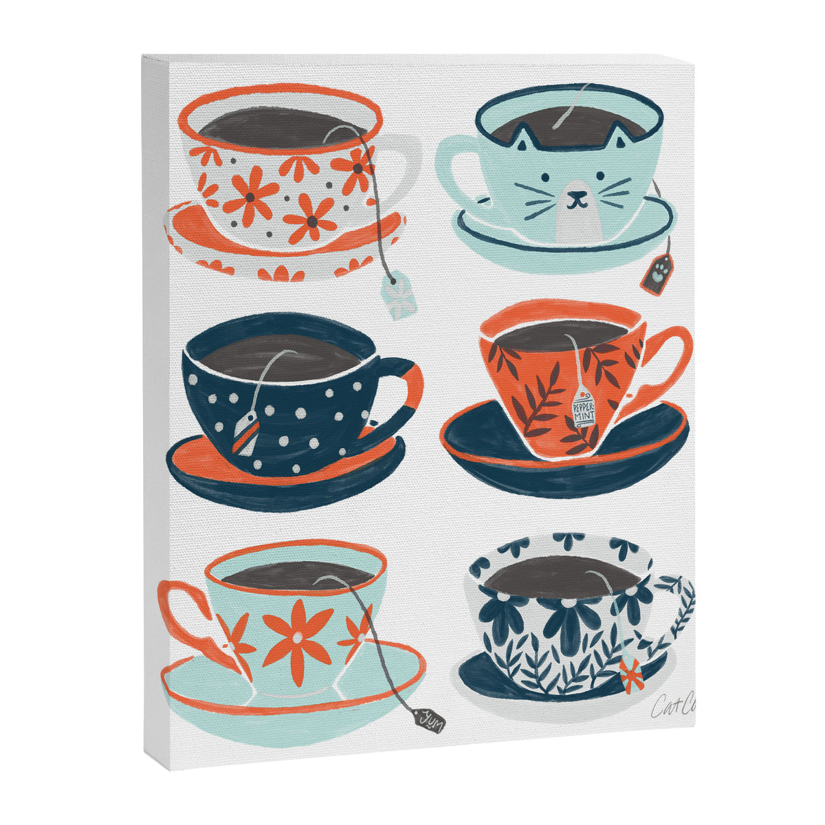Tea Time - Coral & Teal Canvas Print Gallery Image 8