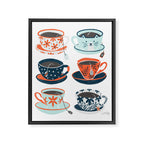 Tea Time - Coral & Teal Framed Canvas Print Gallery Image 8