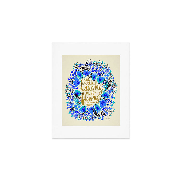 The Earth Laughs in Flowers - Gold & Blue Art Print Gallery Image 1