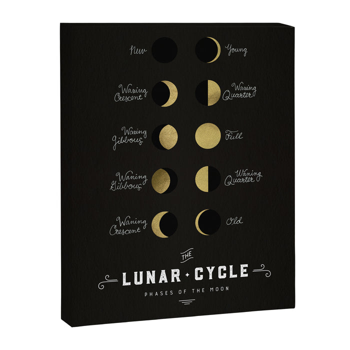 The Lunar Cycle â¢ Phases of the Moon - Black & Gold Palette Canvas Print Gallery Image 1