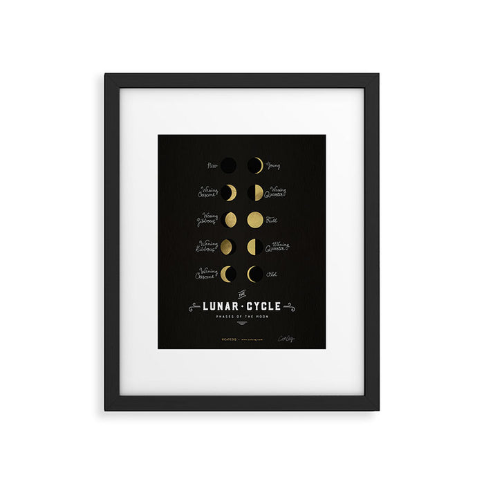 The Lunar Cycle â¢ Phases of the Moon - Black & Gold Palette Framed Art Print Gallery Image 1