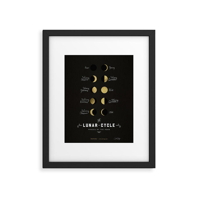 The Lunar Cycle â¢ Phases of the Moon - Black & Gold Palette Framed Art Print Gallery Image 5
