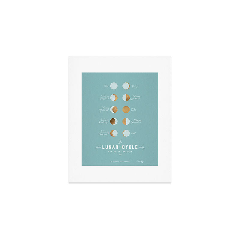 The Lunar Cycle â¢ Phases of the Moon â Copper & Robin's Egg Blue Palette Art Print Gallery Image 1