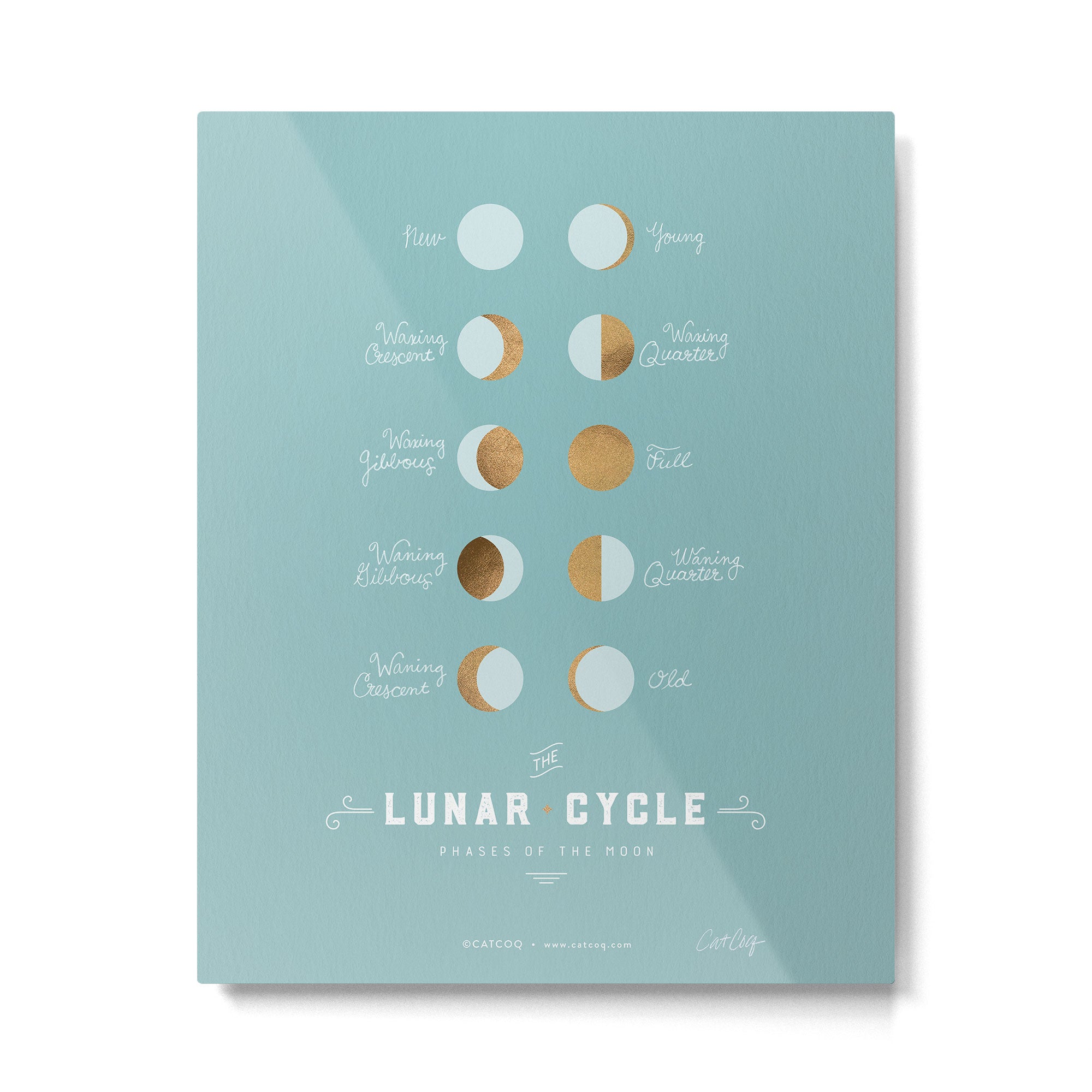 The Lunar Cycle â¢ Phases of the Moon â Copper & Robin's Egg Blue Palette Metal Print Gallery Image 4