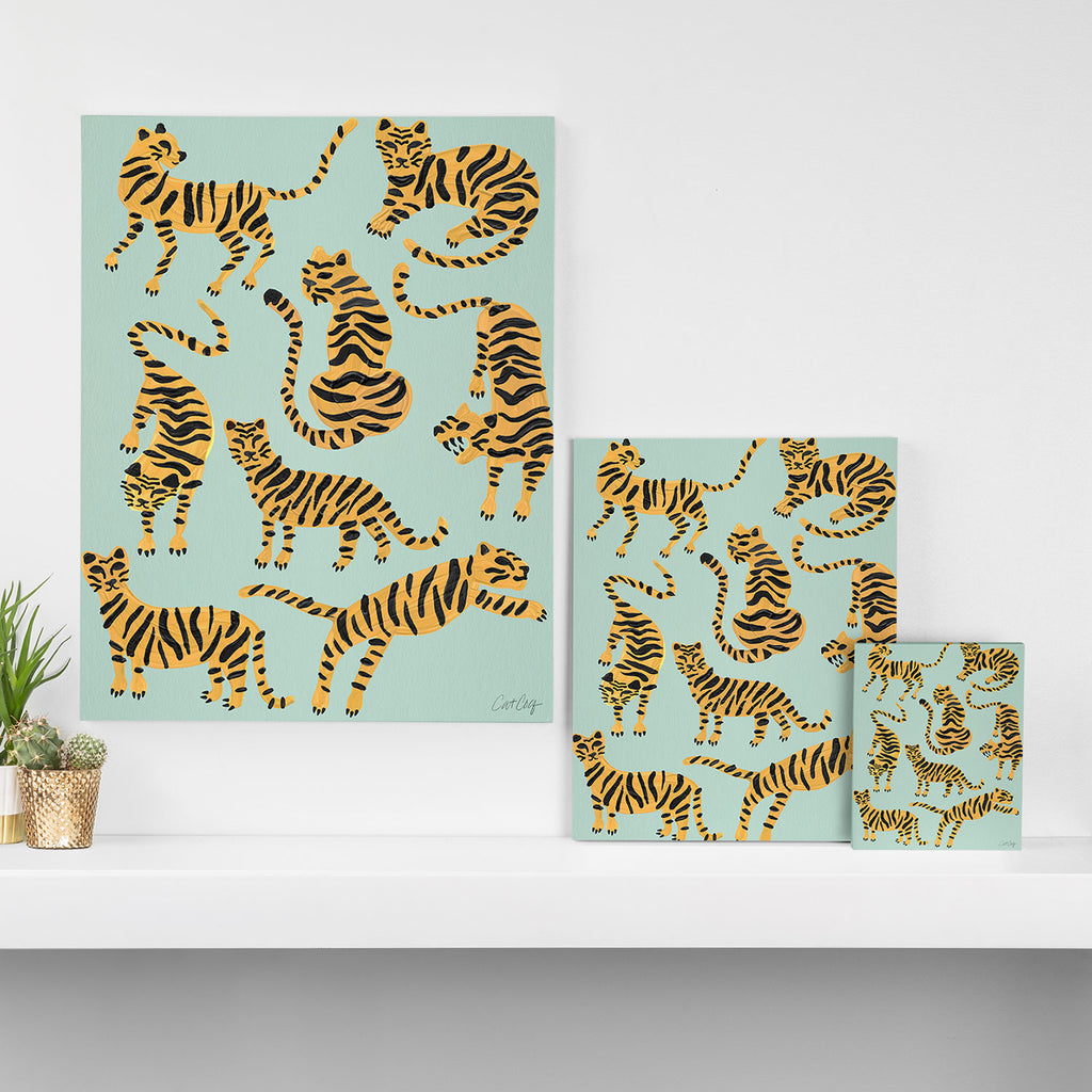 Tiger Collection - Mint & Orange Canvas Print Gallery Image 3