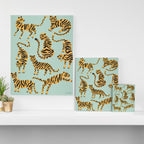 Tiger Collection - Mint & Orange Canvas Print Gallery Image 3