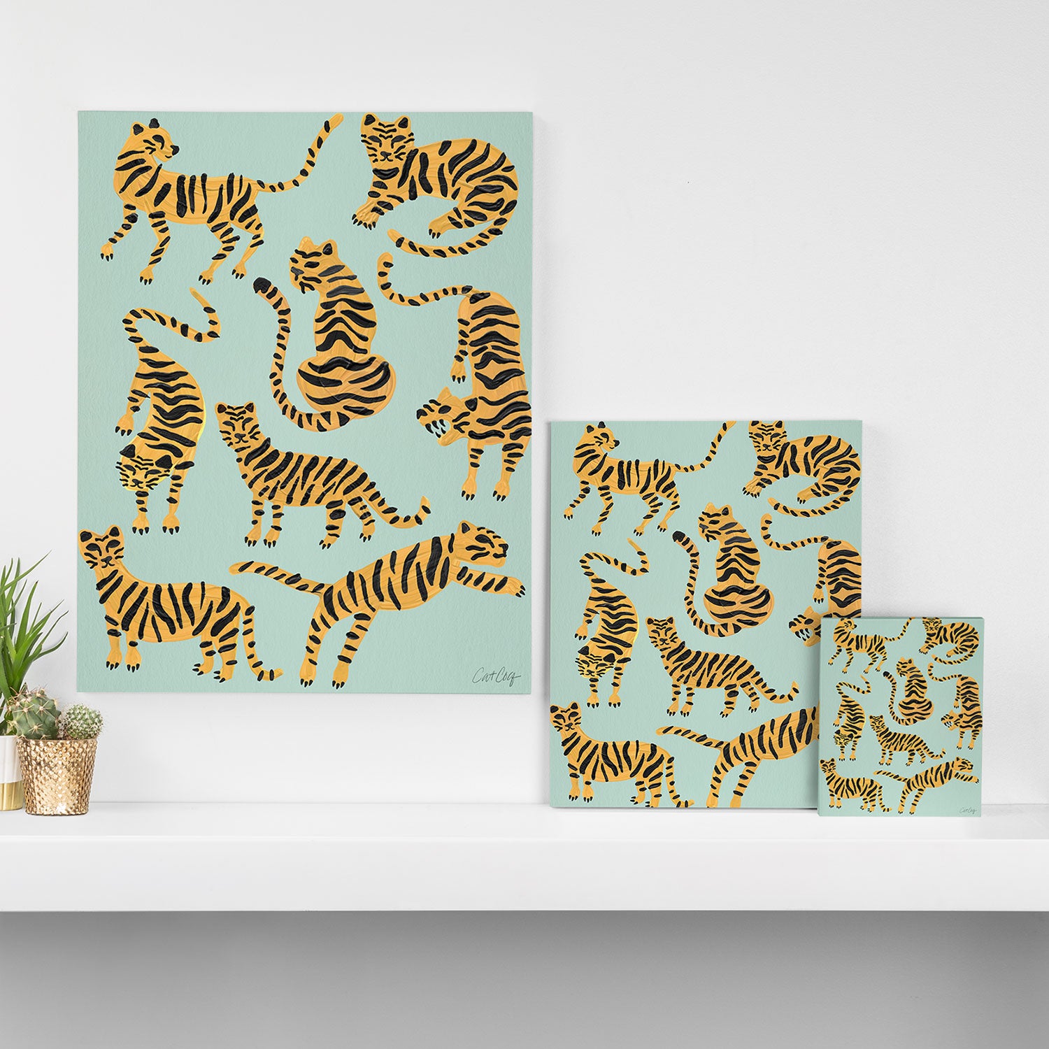Tiger Collection - Mint & Orange Canvas Print Gallery Image 3
