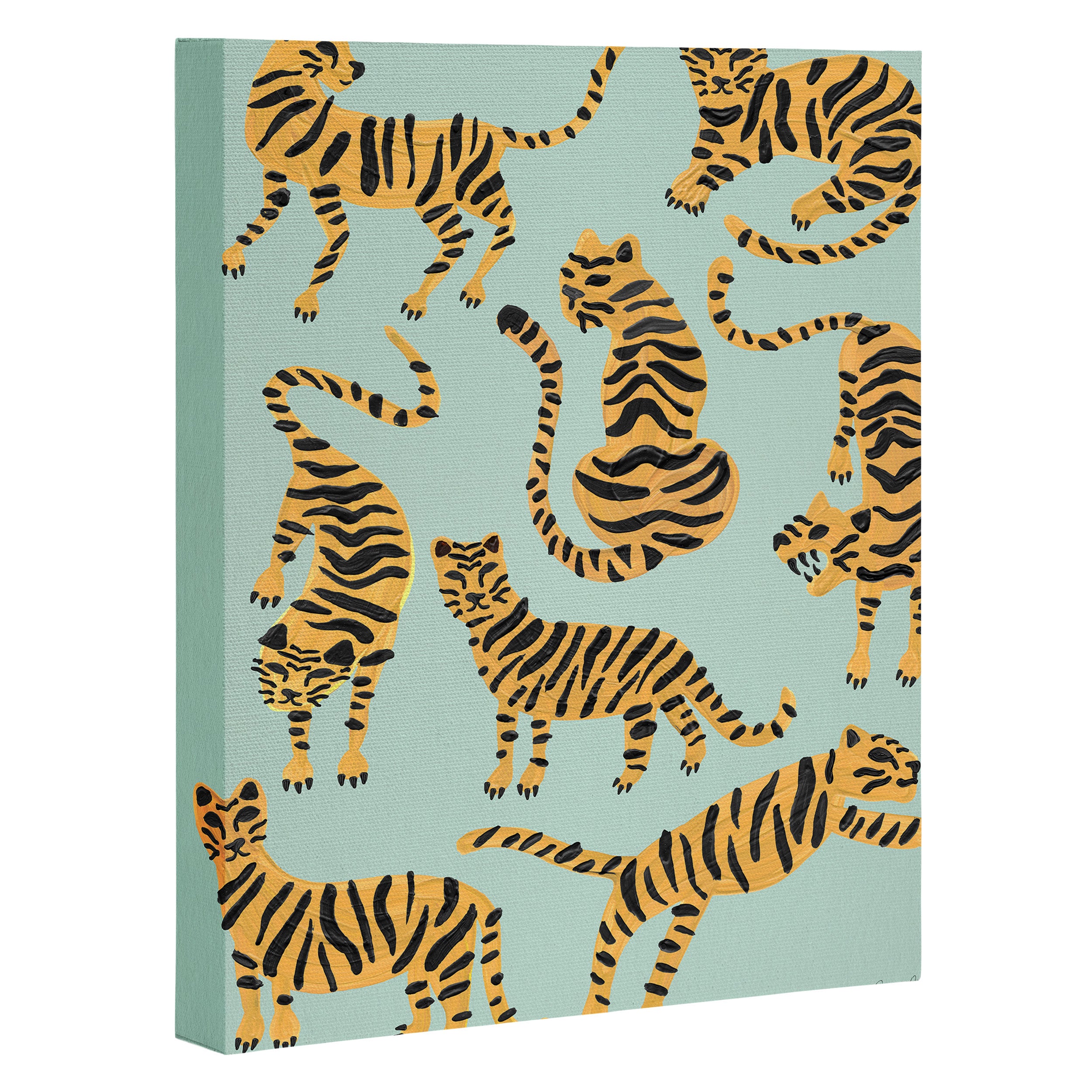 Tiger Collection - Mint & Orange Canvas Print Gallery Image 3