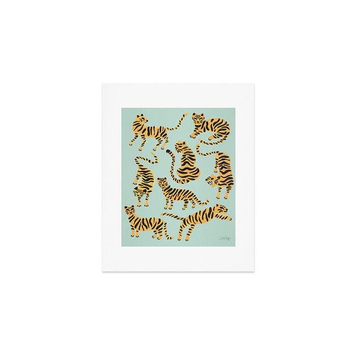 Tiger Collection - Mint & Orange Art Print Gallery Image 1