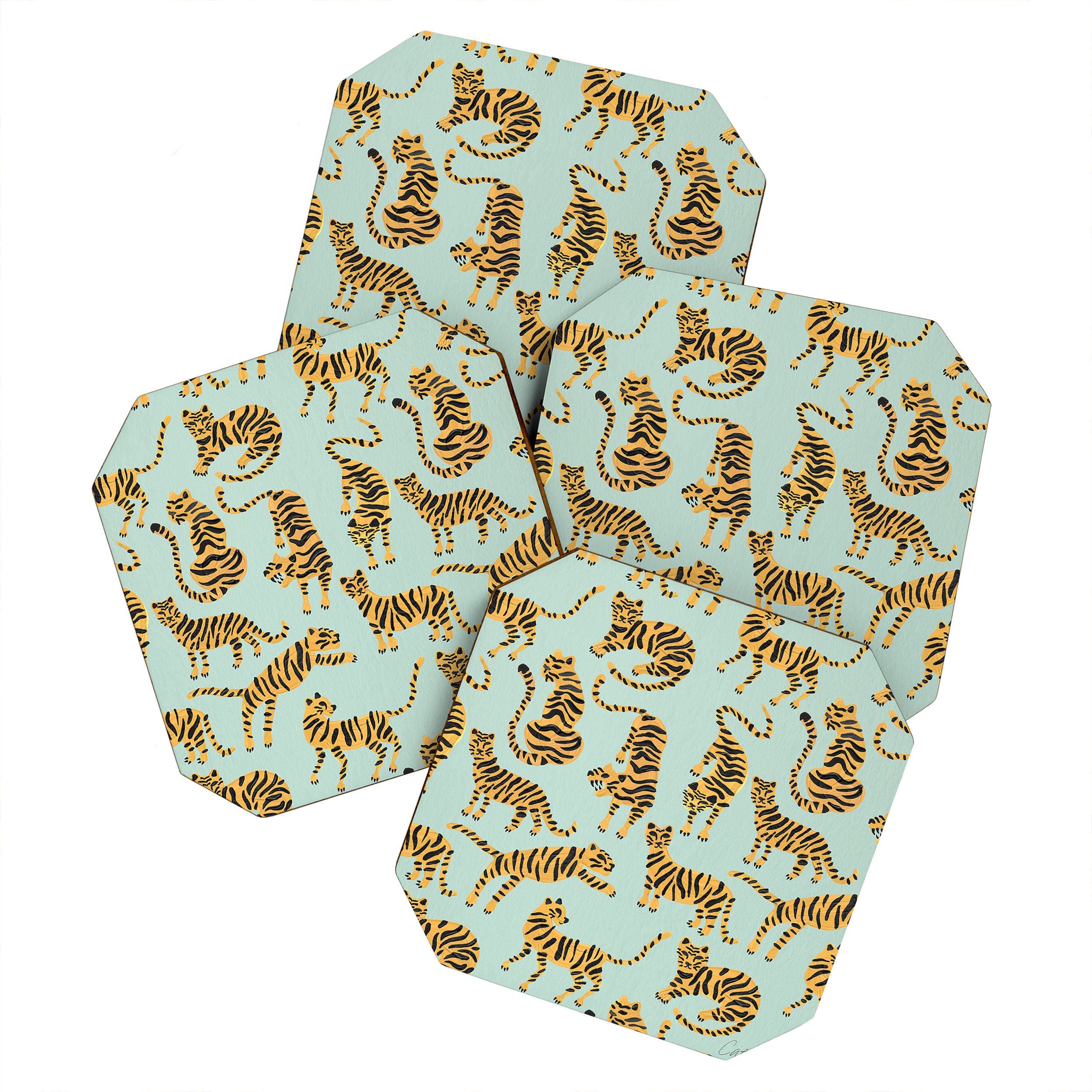 Tiger Collection - Mint & Orange Coaster Gallery Image 1