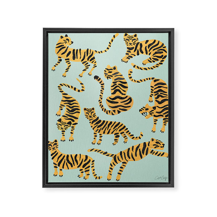 Tiger Collection - Mint & Orange Framed Canvas Print Gallery Image 1