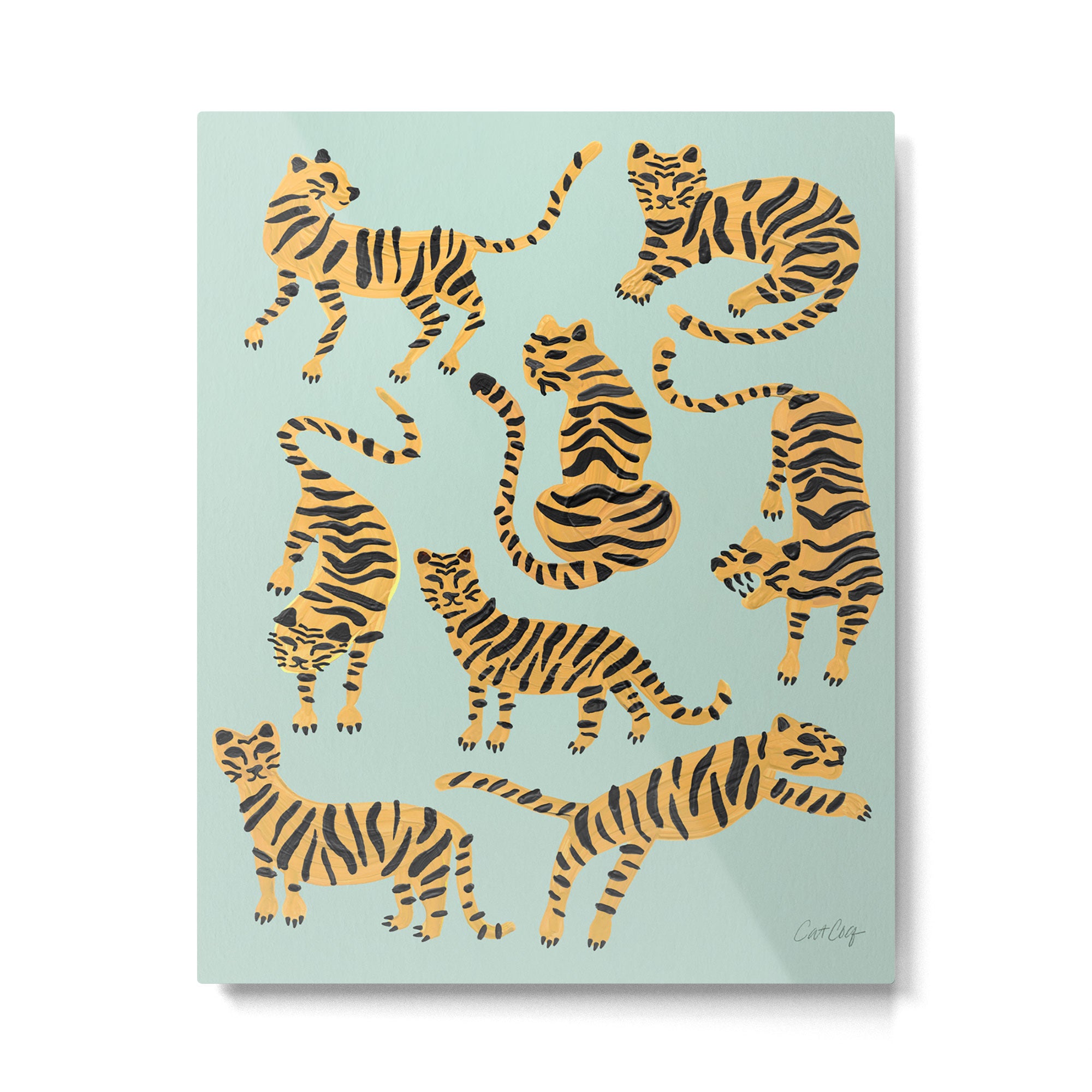 Tiger Collection - Mint & Orange Metal Print Gallery Image 6
