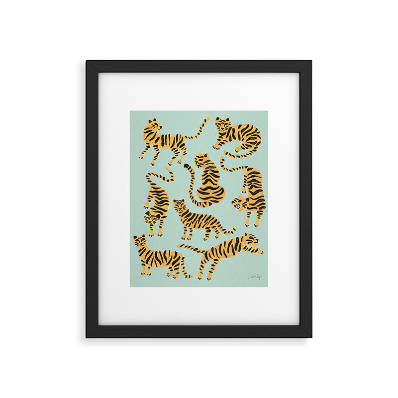 Tiger Collection - Mint & Orange Framed Art Print Gallery Image 6