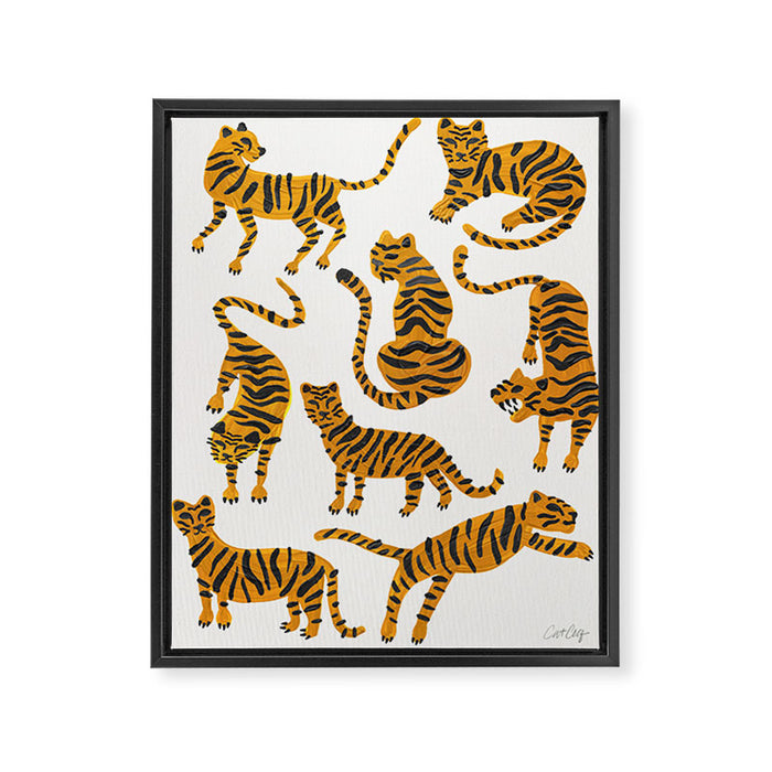 Tiger Collection - Orange Palette Framed Canvas Print Gallery Image 1