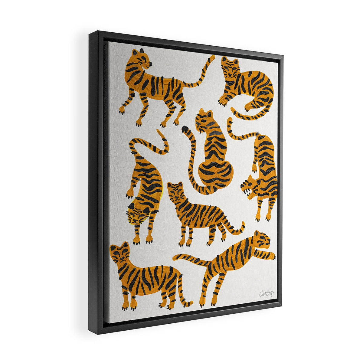 Tiger Collection - Orange Palette Framed Canvas Print Gallery Image 2