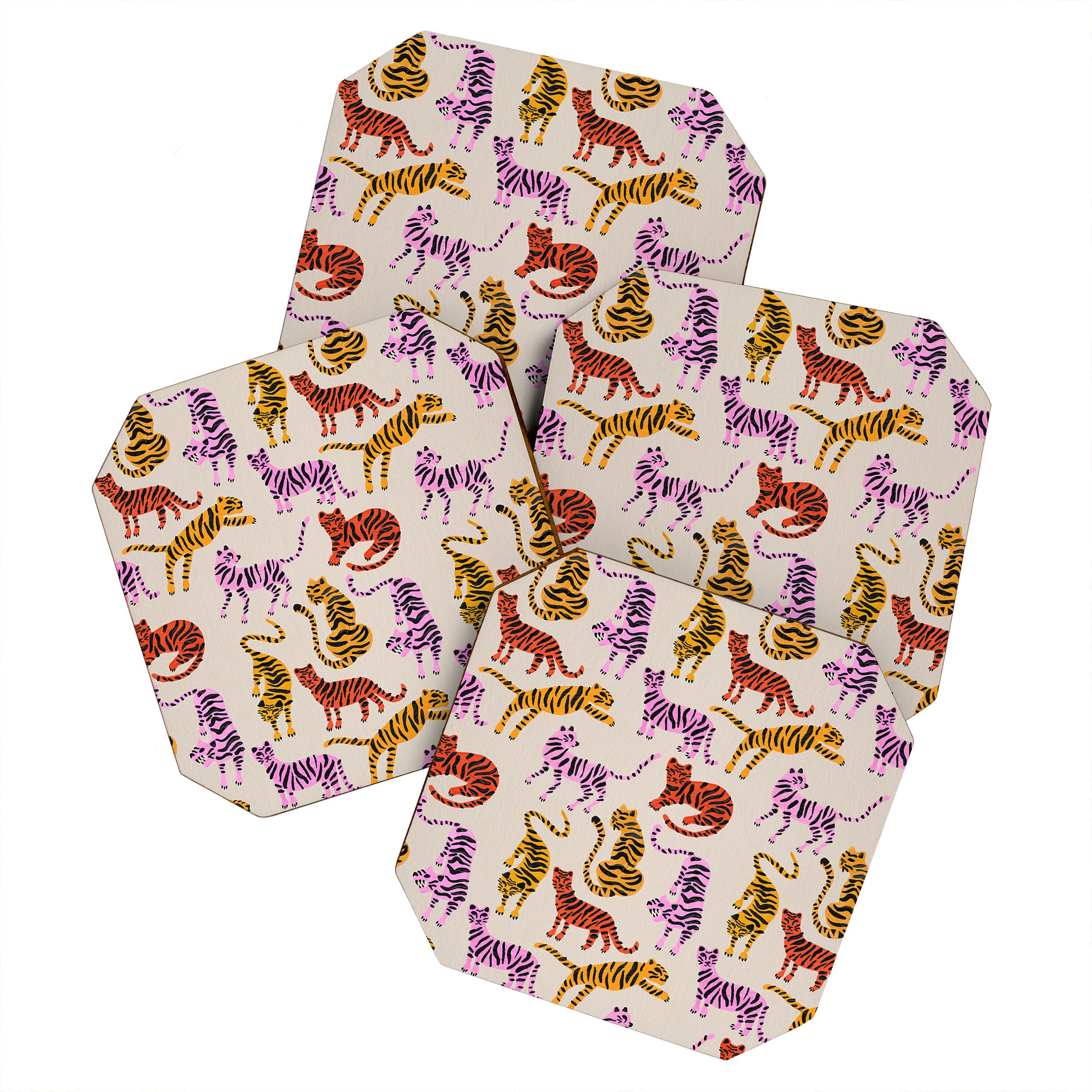 Tiger Collection - Pink & Yellow Palette Coaster Gallery Image 1
