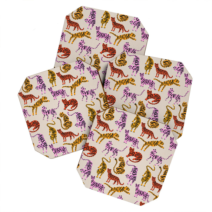Tiger Collection - Pink & Yellow Palette Coaster Gallery Image 1