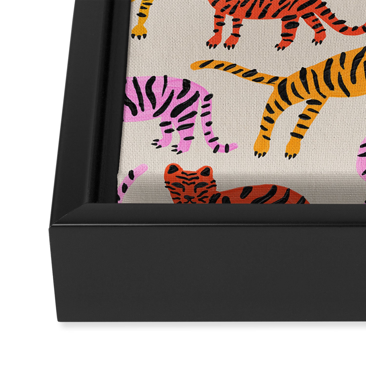 Tiger Collection - Pink & Yellow Palette Framed Canvas Print Gallery Image 3