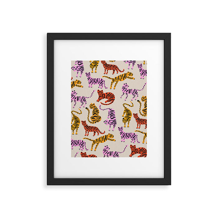Tiger Collection - Pink & Yellow Palette Framed Art Print Gallery Image 1