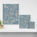 Tiger Collection - White on Blue Canvas Print Gallery Image 3