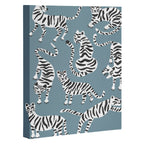 Tiger Collection - White on Blue Canvas Print Gallery Image 3