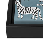 Tiger Collection - White on Blue Framed Canvas Print Gallery Image 3