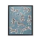 Tiger Collection - White on Blue Framed Canvas Print Gallery Image 8