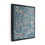 Tiger Collection - White on Blue Framed Canvas Print Gallery Image 2