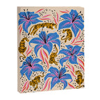 Tigers & Tiger Lilies - Blue & Yellow Canvas Print Gallery Image 6