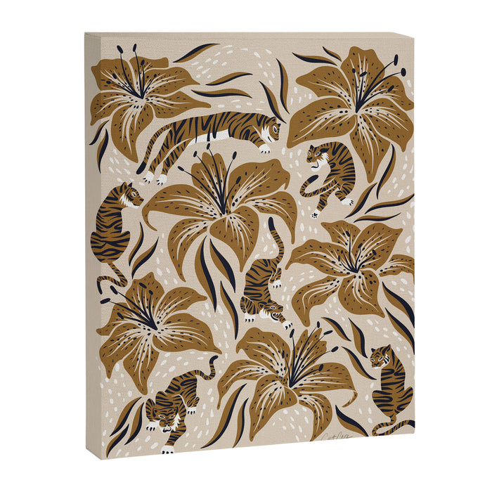 Tigers & Tiger Lilies - Neutral Canvas Print Gallery Image 1