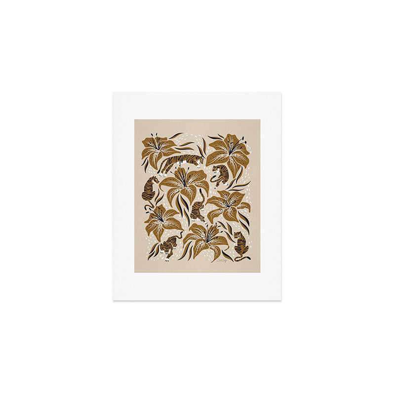 Tigers & Tiger Lilies - Neutral Art Print Gallery Image 1