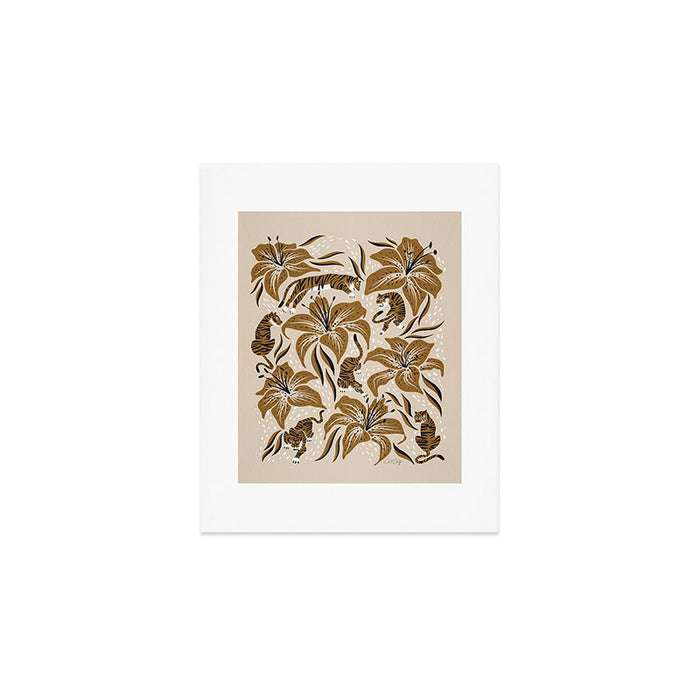 Tigers & Tiger Lilies - Neutral Art Print Gallery Image 1
