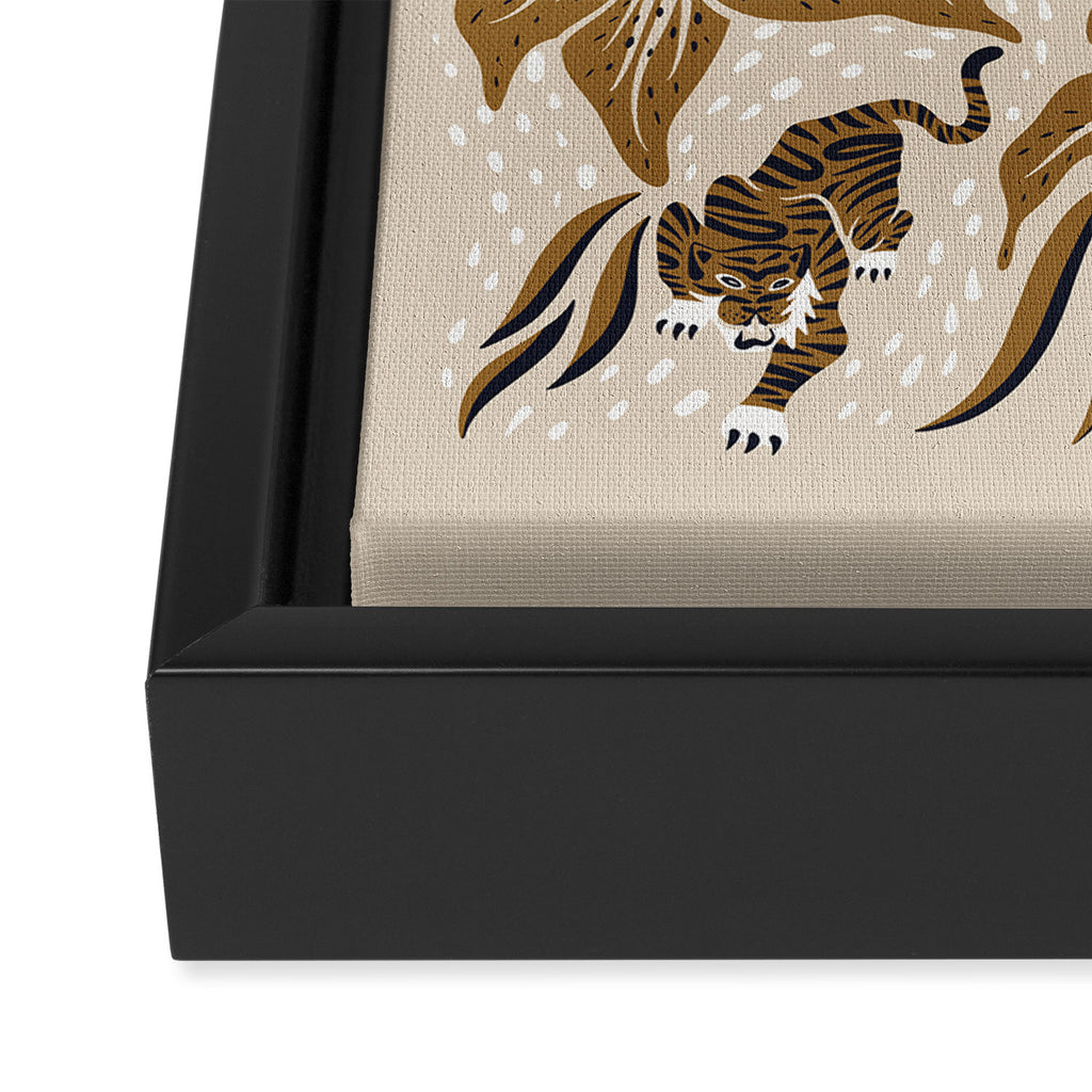 Tigers & Tiger Lilies - Neutral Framed Canvas Print Gallery Image 3