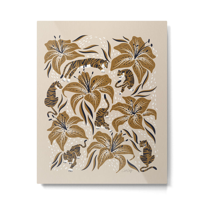 Tigers & Tiger Lilies - Neutral Metal Print Gallery Image 1