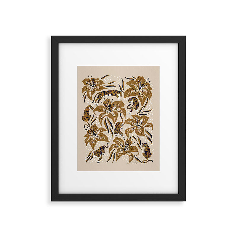 Tigers & Tiger Lilies - Neutral Framed Art Print Gallery Image 4