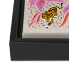 Tigers & Tiger Lilies - Pink & Yellow Framed Canvas Print Gallery Image 3