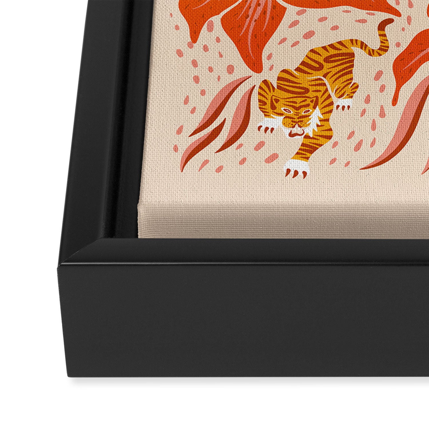 Tigers & Tiger Lilies - Retro Framed Canvas Print Gallery Image 3