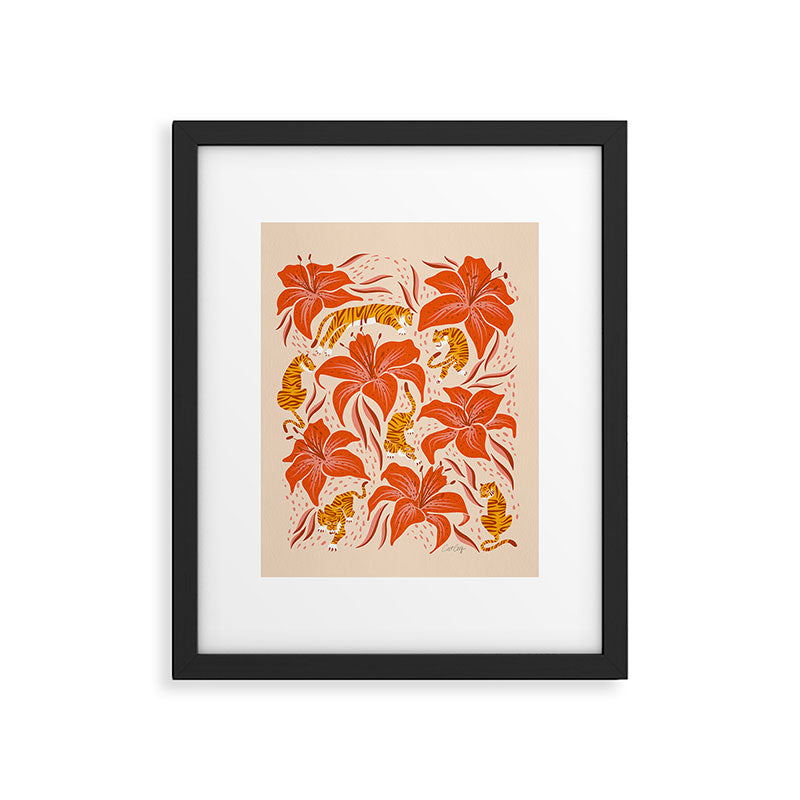 Tigers & Tiger Lilies - Retro Framed Art Print Gallery Image 6