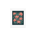 Tigers & Tiger Lilies - Teal & Rose Art Print Gallery Image 1